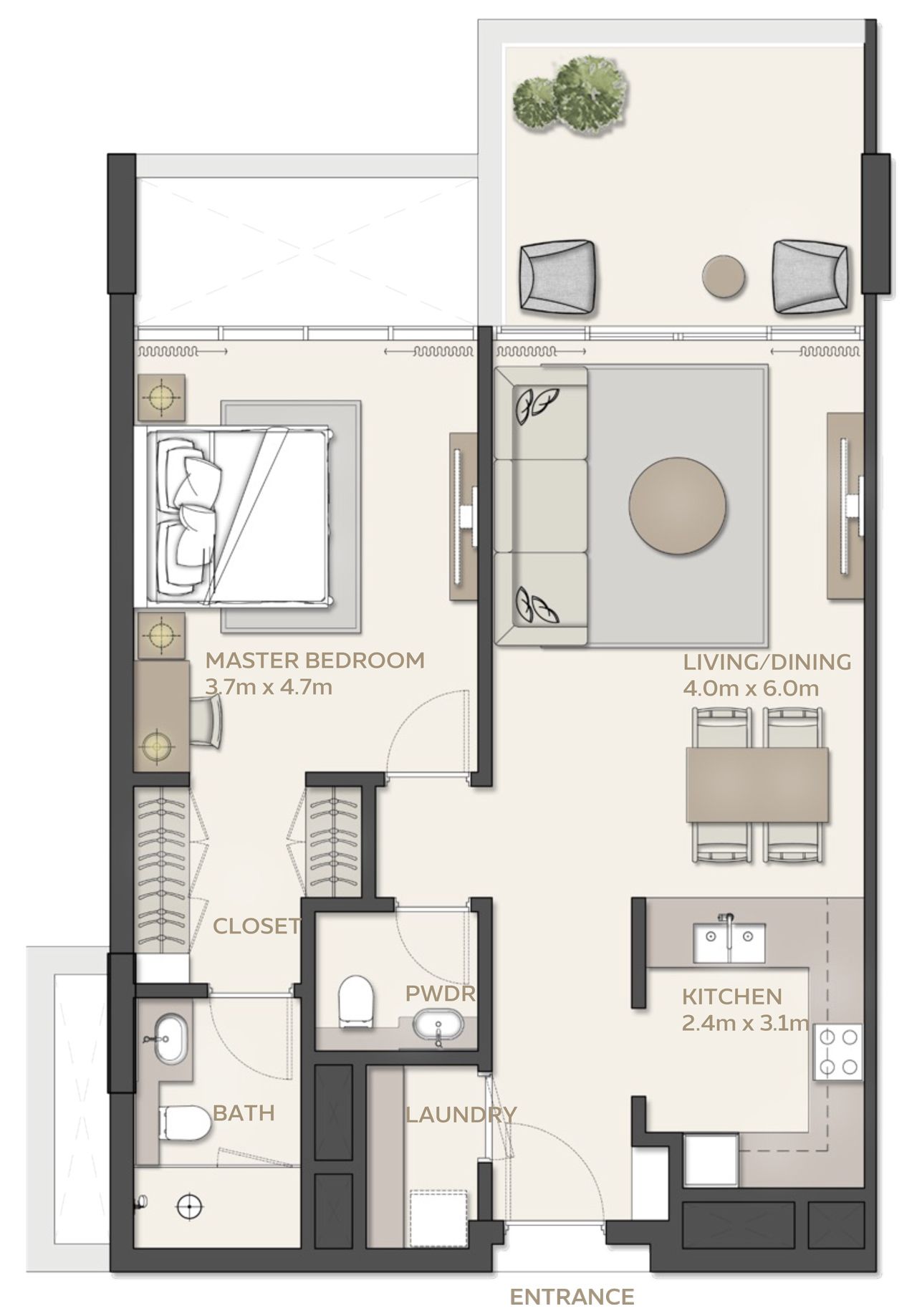 Mangrove Residences At Expo City 1 bedroom floor plan