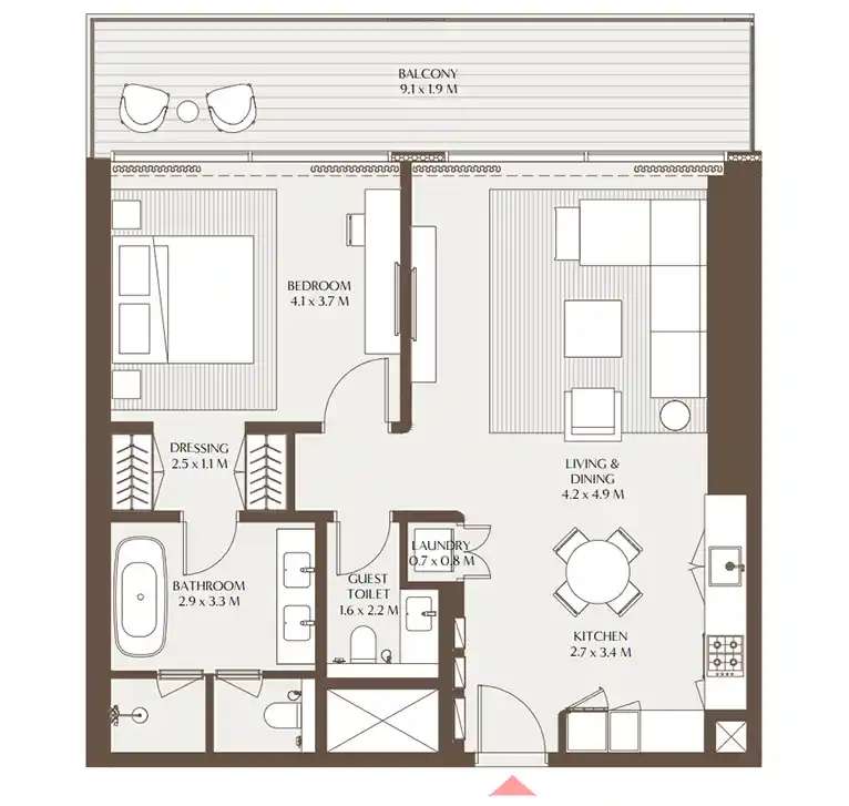 1-Bedroom Floor Plan