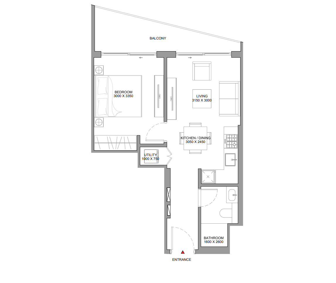 1-Bedroom - Ideal for singles or investors Floor Plan