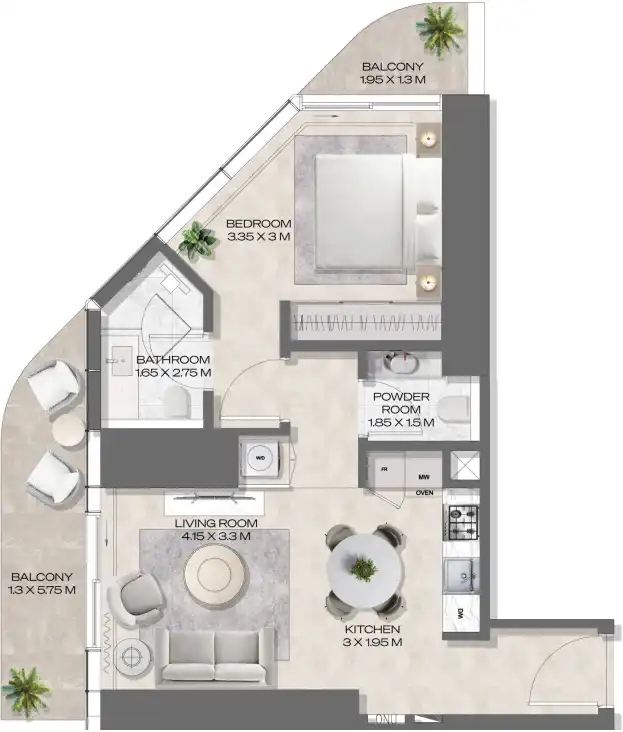 1 Bedroom Floor Plan